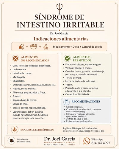 Intestino irritable: Alimentación